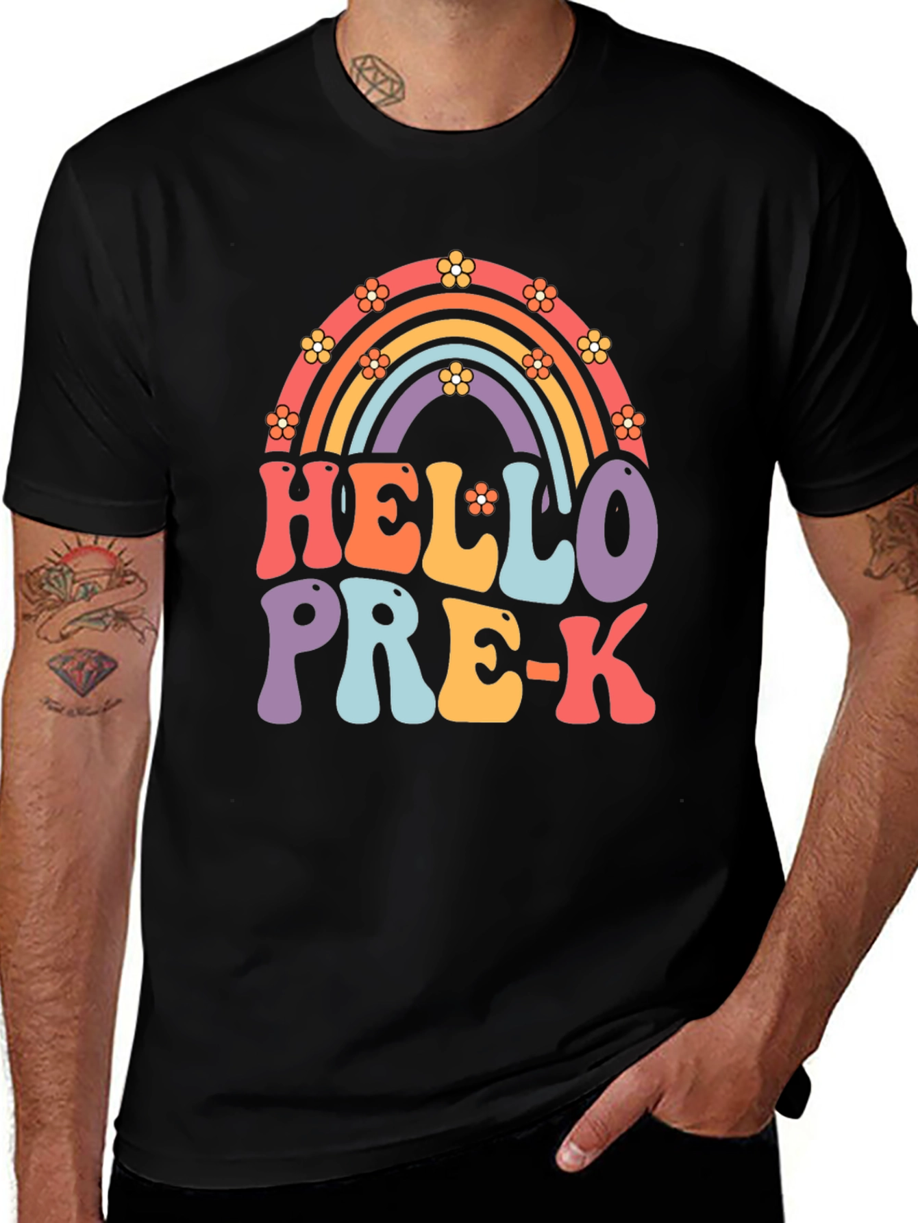 Hello Pre-K Rainbow Teacher T-Shirt