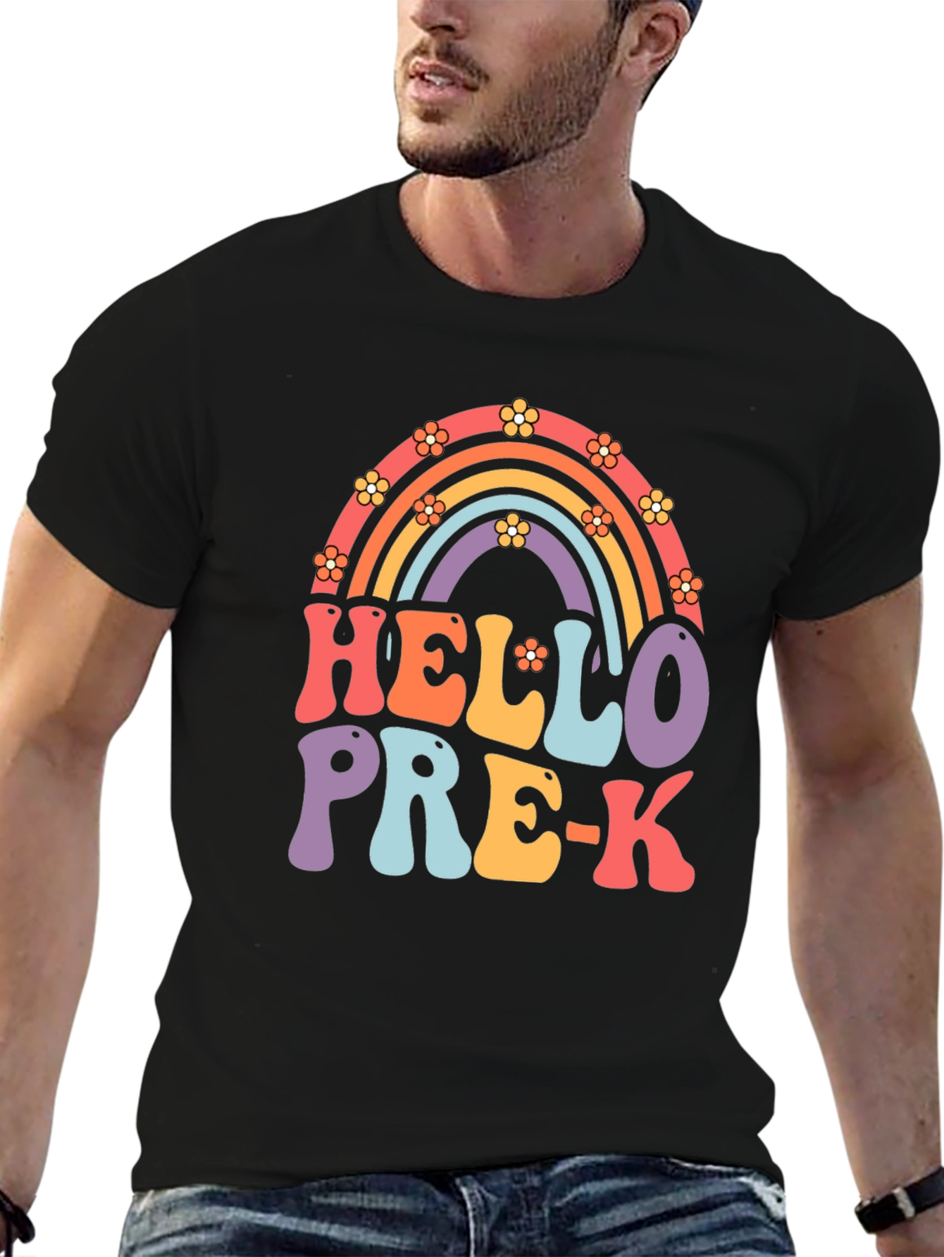 Hello Pre-K Rainbow Teacher T-Shirt