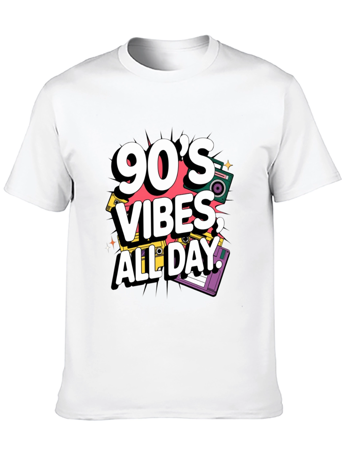 90s Vibes Graphic Tee - Retro Style Black T-Shirt