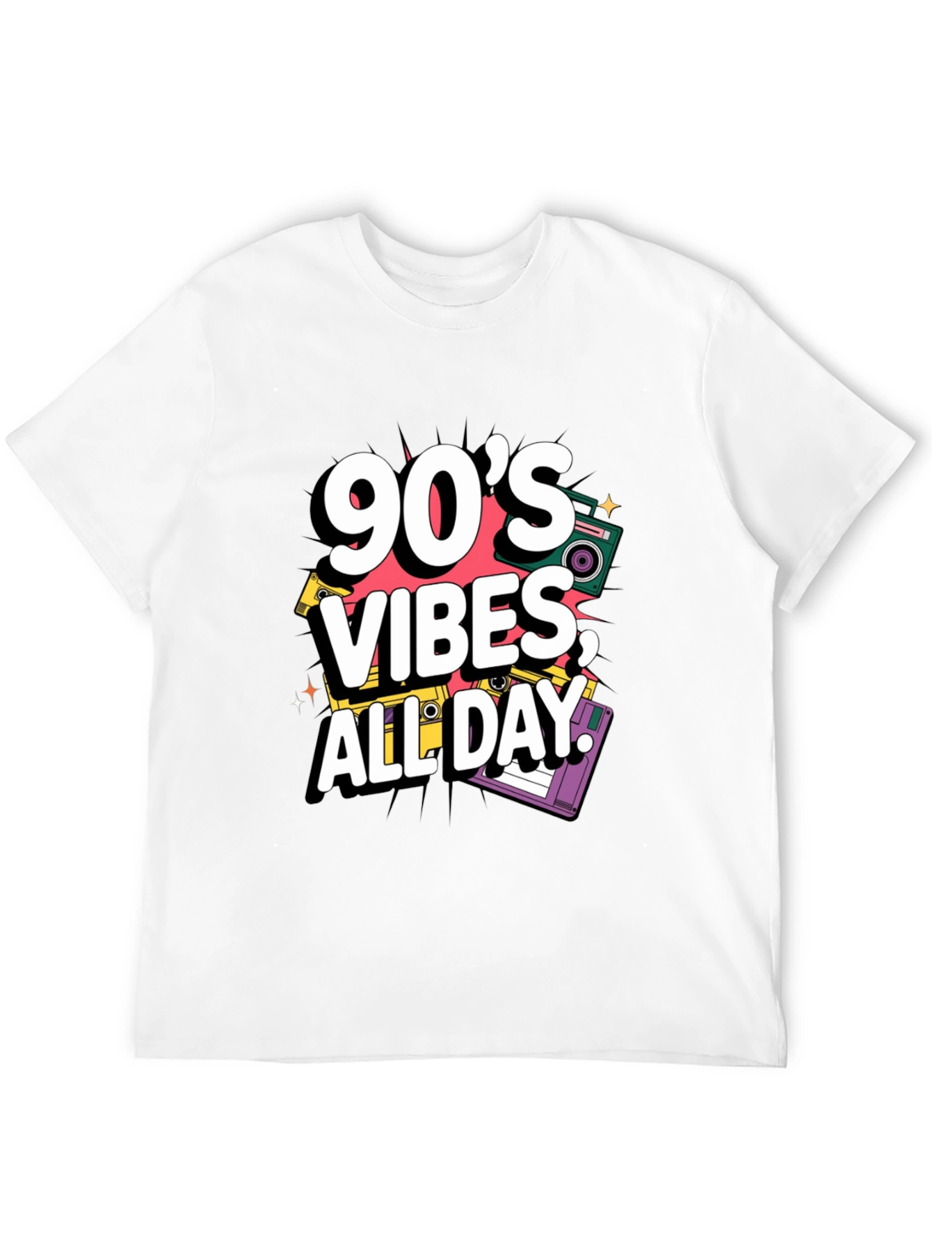 90s Vibes Graphic Tee - Retro Style Black T-Shirt
