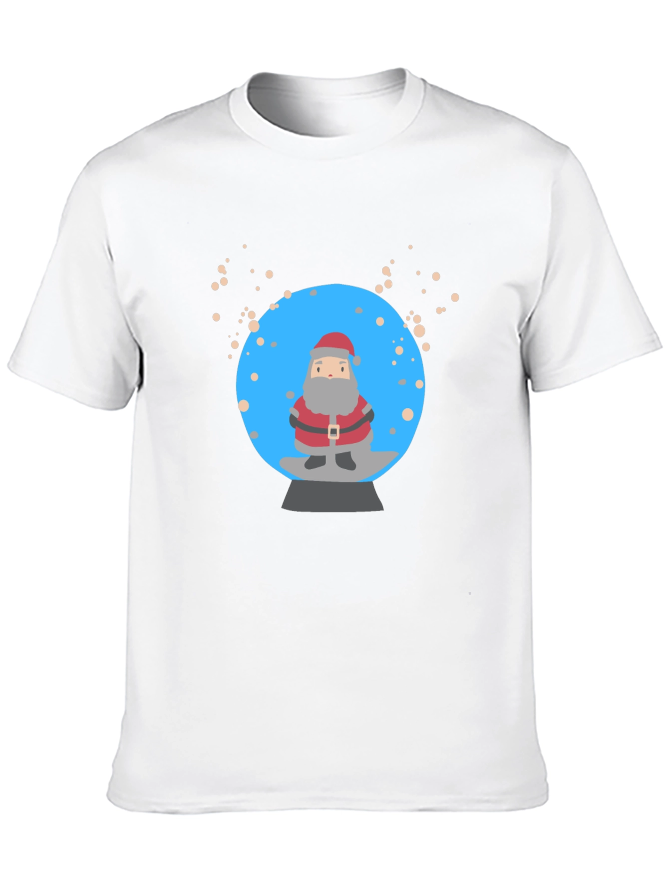 Santa Snow Globe Graphic Tee - Black Cotton T-Shirt