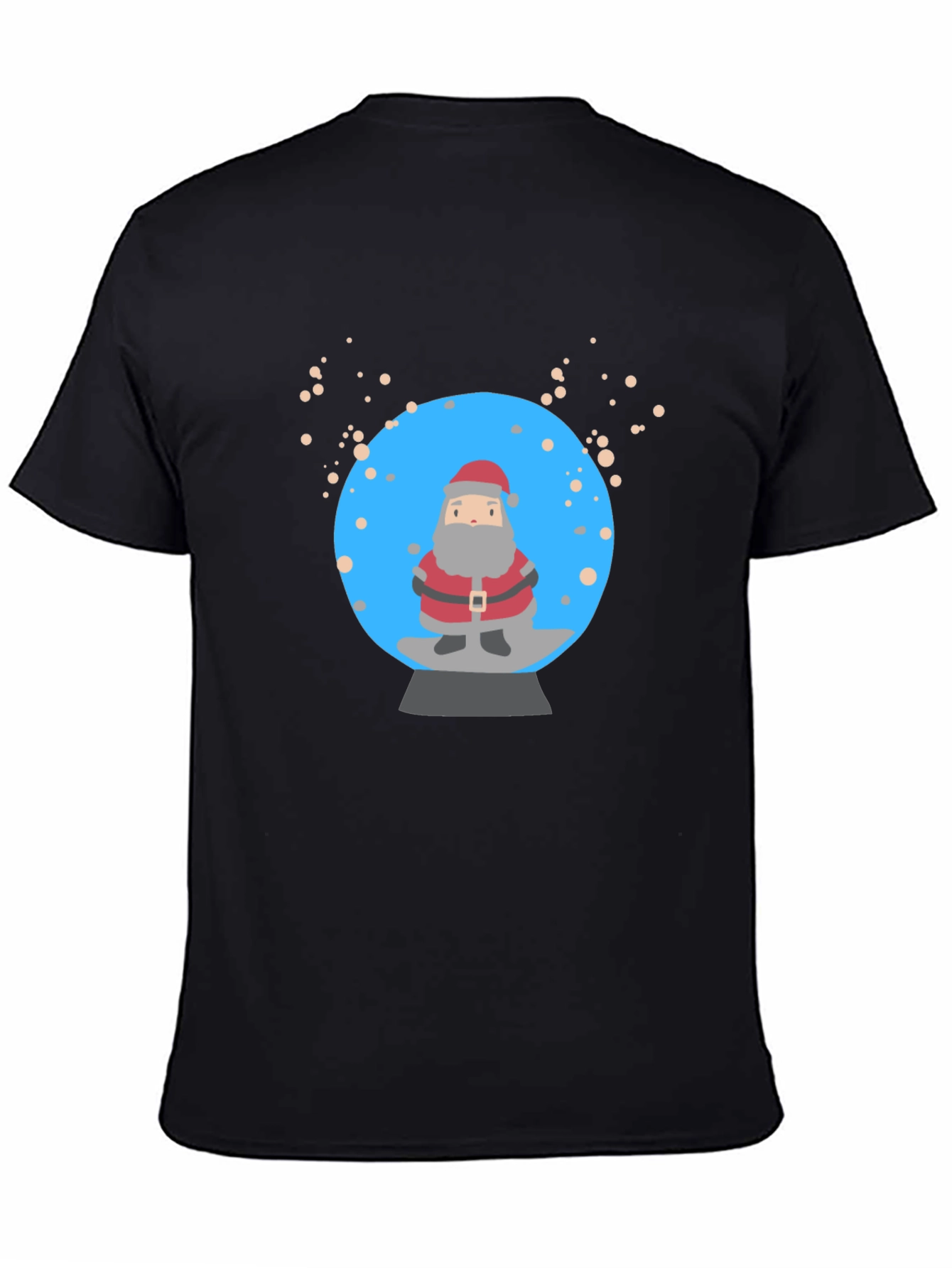 Santa Snow Globe Graphic Tee - Black Cotton T-Shirt