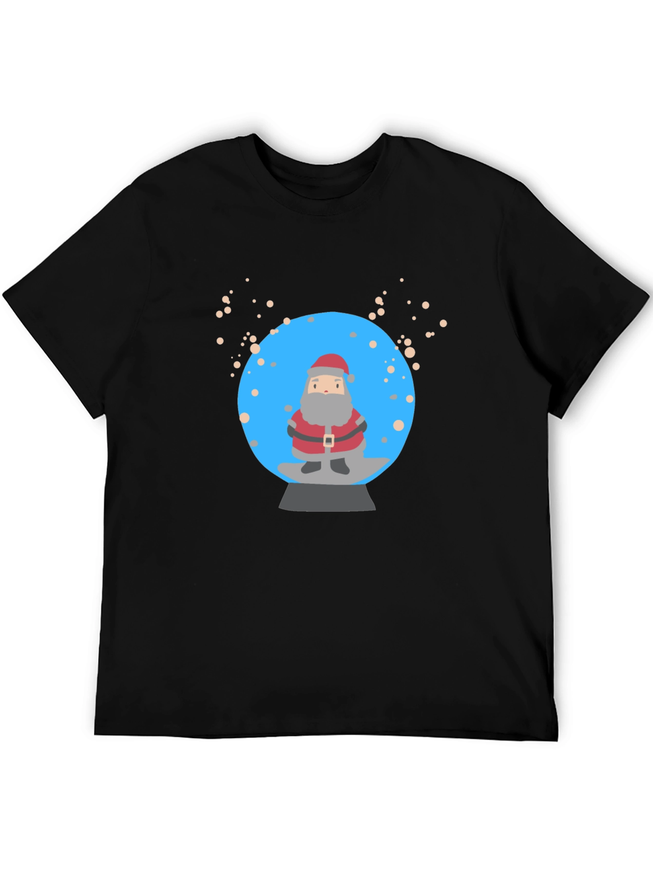 Santa Snow Globe Graphic Tee - Black Cotton T-Shirt